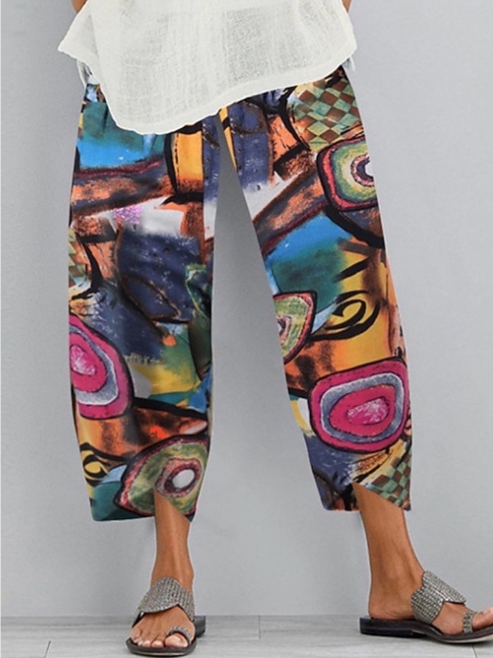 Vibrant Abstract Print Lounge Pants - Multicolor